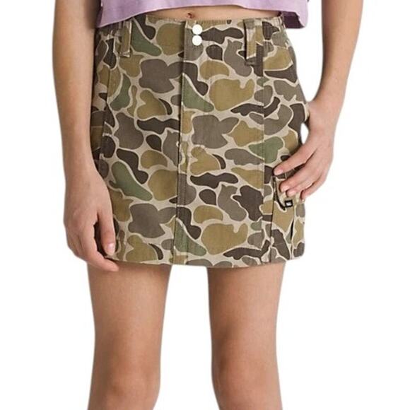 Vans Sidewalk Printed Cargo Skirt Camo Khaki Green Brown – Size XL – NWT - Picture 2 of 7